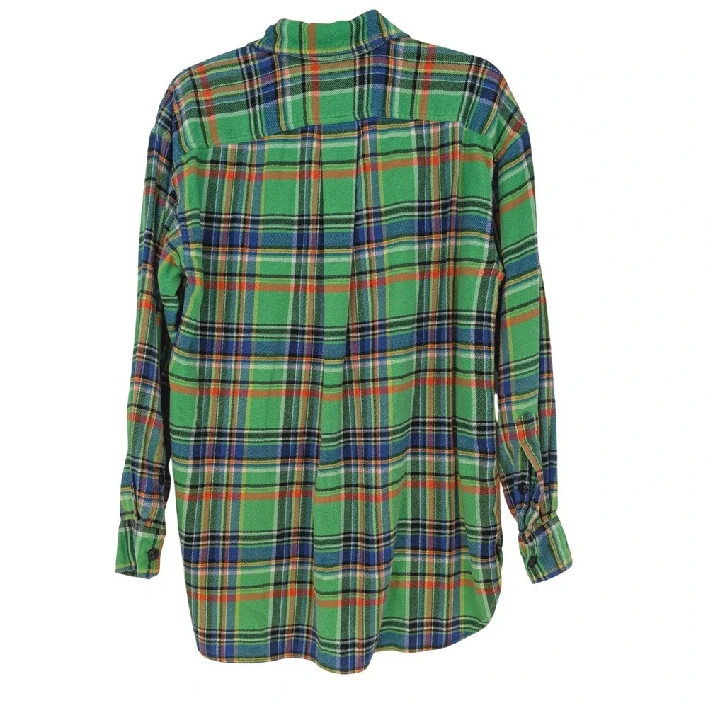 Polo Ralph Lauren Flannel Shirt Mens M Green Plaid Long Sleeve Cotton Cabin Prep